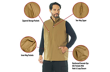 Image of Rothco V2 Concealed Carry Soft Shell Vest, Coyote Brown, S, 86555-CoyoteBrown-S