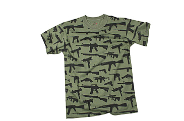 Image of Rothco Vintage 'Guns' T-Shirt, Olive Drab, L, 66360-OliveDrab-L