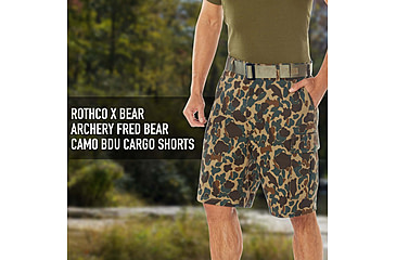 Image of Rothco X Bear Archery Fred Bear Camo BDU Cargo Shorts, XL, 19025-XL