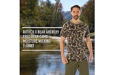 Image of Rothco X Bear Archery Fred Camo Moisture Wicking T-Shirt - Men's, Camo, Large, 613902036055