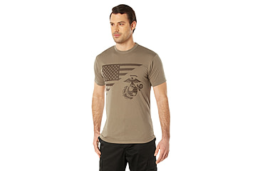 Image of Rothco USMC Eagle, Globe, &amp; Anchor Moisture Wicking T-Shirt, Coyote Brown, Small, 54580-S
