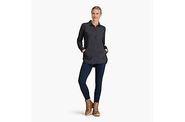 Image of Royal Robbins Hemp Chambray Long Sleeve - Womens, Asphalt, Medium, Y621014568M