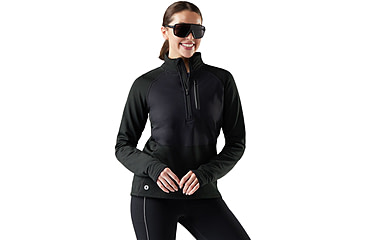Image of Smartwool Active Fleece Wind 1/2 Zip Jacket - Womens, Black, Medium, SW002660001100M000