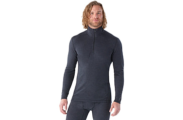 Image of Smartwool Classic Thermal Merino Base Layer 1/4 Zip - Mens, Charcoal Heather, Small, SW002821010100S000