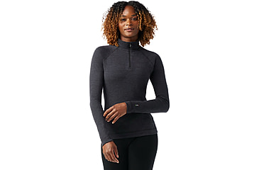 Image of Smartwool Classic Thermal Merino Base Layer 1/4 Zip - Womens, Charcoal Heather, Extra Small, SW00282801010XS000