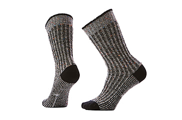 Image of Smartwool Everyday Cozy Waffle Press Crew Socks - Womens, Black/Multi Donegal, Large, SW002504C26100L000