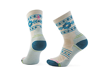 Image of Smartwool Hike Light Cushion Retro Floral Mid Crew Socks - Womens, Moonbeam, Small, SW002689A81100S000