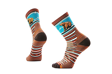 Image of Smartwool Hike Targeted Cushion Bear Stripe Mid Crew Socks - Mens, Picante, Large, SW002880J33100L000