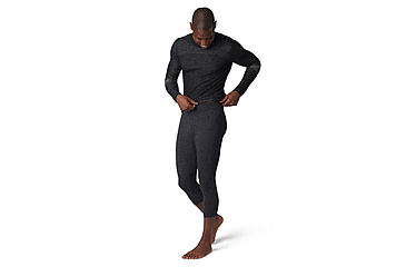 Image of Smartwool Intraknit Thermal Merino Base Layer 3/4 Bottom - Mens, Charcoal Heather/Black, Large, SW0168250111-L