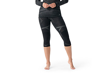 Image of Smartwool Intraknit Thermal Merino Base Layer 3/4 Bottom - Womens, Black/White, Extra Large, SW0168269601-XL