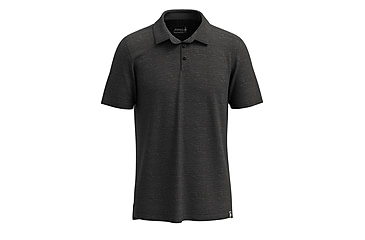 Image of Smartwool Mens Merino Hemp Blend Short Sleeve Polo - Mens, Black Heather, Small, SW016580A52100S000