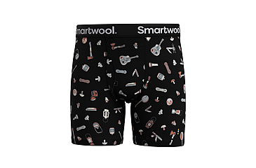 Image of Smartwool Merino Print Boxer Brief Boxed - Mens, Black Gone Camping, Small, SW017005N54100S000