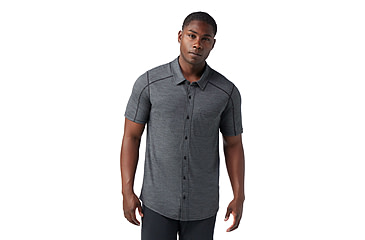 Image of Smartwool Short Sleeve Button Down - Mens, Charcoal Heather, Small, SW016963010100S000