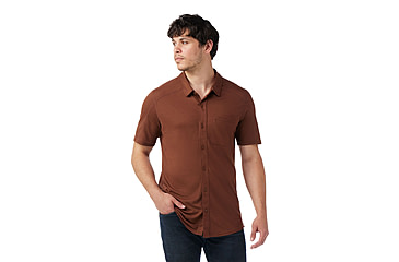 Image of Smartwool Short Sleeve Button Down - Mens, Sable Brown, Extra Large, SW016963N2010XL000