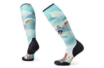 Image of Smartwool Ski Targeted Cushion Snow Bunny Print OTC Socks - Womens, Capri, Small, SW002167810100S000