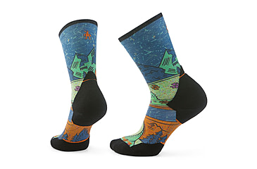 Image of Smartwool Trail Run Targeted Cushion Mountain Print Crew Socks - Womens, Twilight Blue, Large, SW002698G74100L000