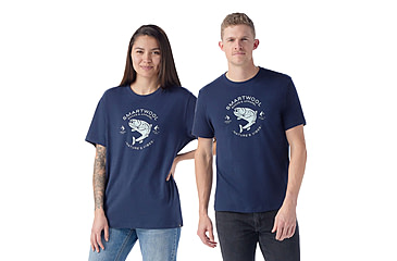 Image of Smartwool Trout Fishing Short Sleeve Graphic Tee, Deep Navy, Small, SW002596092100S000