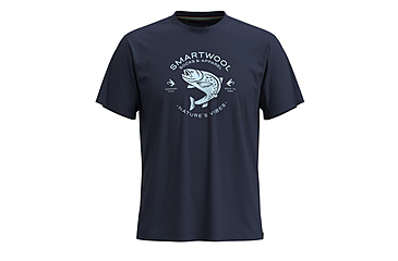 Image of Smartwool Trout Fishing Short Sleeve Graphic Tee, Deep Navy, Small, SW002596092100S000