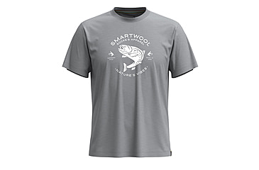Image of Smartwool Trout Fishing Short Sleeve Graphic Tee, Light Gray Heather, Large, SW002596545100L000