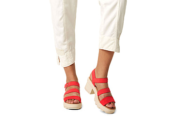 Image of Sorel Joanie Heel Ankle Strap Sandals - Womens, Red Glo/Honey White, 9, 2069761-617-9