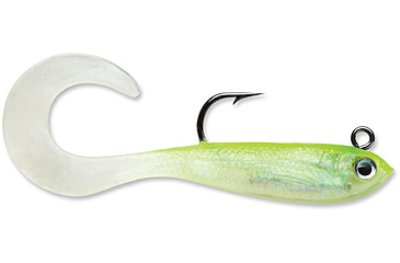 Image of Storm WildEye Curl Tail Minnow 02 Soft Bait, Shiner Chartreuse Silver, WCM02SHCS