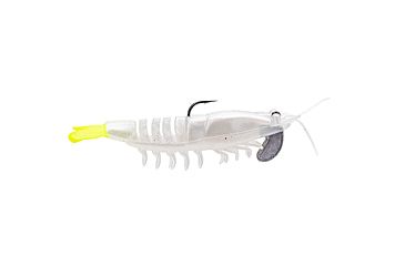Image of Strike King Pre-Rigged Tidal Shrimp 1/4oz, Pearl Chartreuse Tail, 2.75in, PRSSW275-492