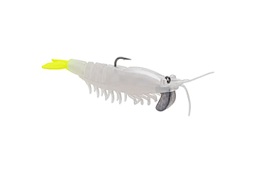 Image of Strike King Pre-Rigged Tidal Shrimp 1/4oz, Pearl Chartreuse Tail, 2.75in, PRSSW275-492