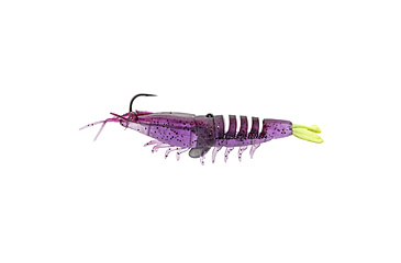 Image of Strike King Pre-Rigged Tidal Shrimp 1/4oz, Purple Firetiger, 4.25in, PRSSW425-516
