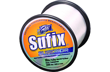 Image of Sufix Superior Monofilament Line 10lb 1495yd Clear 1/4lb Spool, 635-110