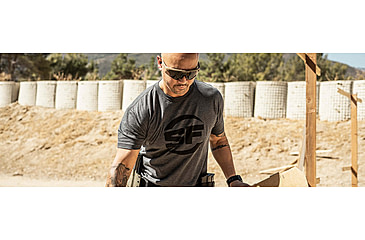 Image of SureFire SF Button Logo T-Shirt - Mens, 60% Cotton/40% Polyester, Gray, 2XL, SST-SFB-DG-2XL
