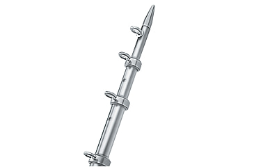 Image of TACO Marine 8' Center Rigger Pole - Silver w/Silver Rings &amp; Tip - 1-1/8" Butt End Diameter 57016