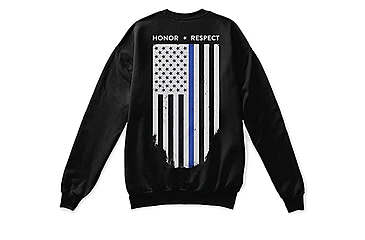 Image of Thin Blue Line Crew Neck Sweatshirt, Black - TBL-CREW-BLACK-XXL