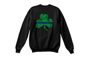Image of Thin Blue Line Crewneck, Shamrock, Black - STPAT-TBL-CREW-BLACK-XXL