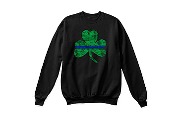 Image of Thin Blue Line Crewneck, Shamrock, Black - STPAT-TBL-CREW-BLACK-XXXL