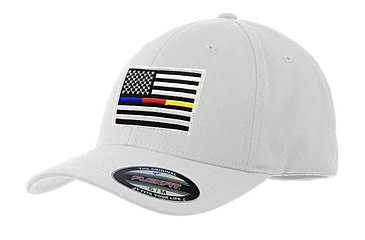 Image of Thin Blue Line Flexfit Hat - Blue/red/gold Line Hat, Multi - FLEX-TBRG-WHITE-LARGE