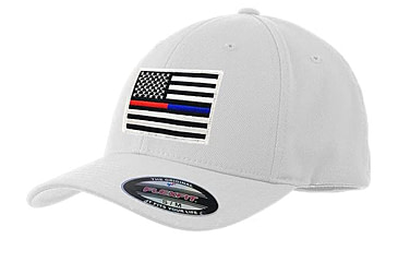 Image of Thin Blue Line Flexfit Hat - Dual Line Red/blue, Thin Red Line - FLEX-DUAL-WHITE-LARGE