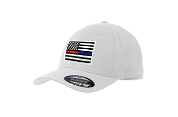 Image of Thin Blue Line Flexfit Hat - Dual Line Red/blue, Thin Red Line - FLEX-DUAL-WHITE-MEDIUM
