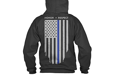Image of Thin Blue Line Hoodie - American Flag Honor &amp; Respect, Black - TBL-H-BLACK-XXXXL