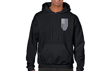 Image of Thin Blue Line Hoodie - American Flag Honor &amp; Respect, Black - TBL-H-BLACK-XXXXL