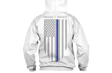 Image of Thin Blue Line Hoodie - American Flag Honor &amp; Respect, White - TBL-H-WHITE-XXL
