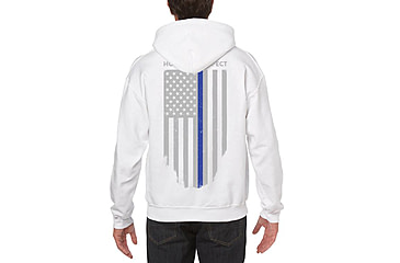Image of Thin Blue Line Hoodie - American Flag Honor &amp; Respect, White - TBL-H-WHITE-XXL