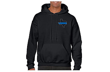 Image of Thin Blue Line Hoodie - Texas , Black - TEXAS-H-BLACK-XXL