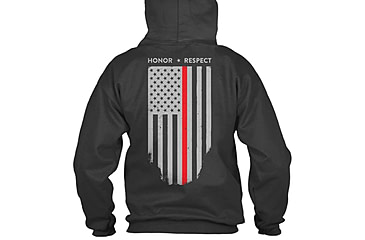 Image of Thin Blue Line Hoodie - Thin Red Line American Flag Honor &amp; Respect, Black - TRL-H-BLACK-XXL