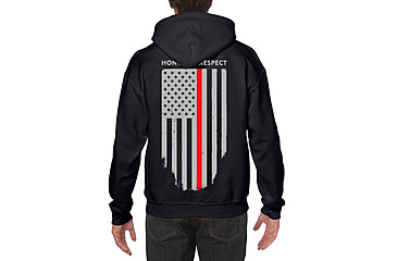 Image of Thin Blue Line Hoodie - Thin Red Line American Flag Honor &amp; Respect, Black - TRL-H-BLACK-XXL