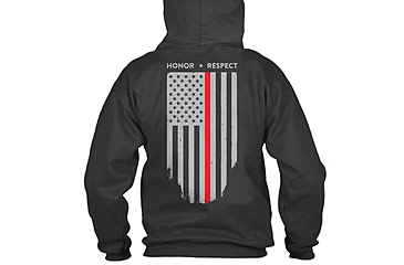 Image of Thin Blue Line Hoodie - Thin Red Line American Flag Honor &amp; Respect, Black - TRL-H-BLACK-XXXXL