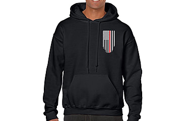 Image of Thin Blue Line Hoodie - Thin Red Line American Flag Honor &amp; Respect, Black - TRL-H-BLACK-XXXXL