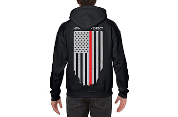 Image of Thin Blue Line Hoodie - Thin Red Line American Flag Honor &amp; Respect, Black - TRL-H-BLACK-XXXXL