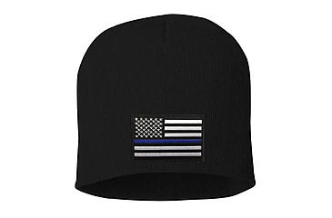 Image of Thin Blue Line Knit Beanie 8 Inch, Black - BEANIE-8INCH-TBL-BLACK