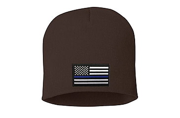 Image of Thin Blue Line Knit Beanie 8 Inch, Brown - BEANIE-8INCH-TBL-BROWN