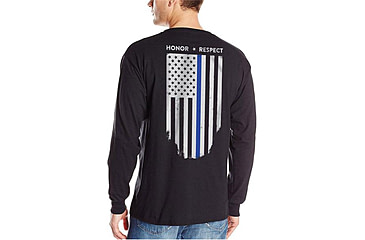 Image of Thin Blue Line Flag Long Sleeve Shirt - Mens, Large, Black, TBL-L-BLACK-LARGE